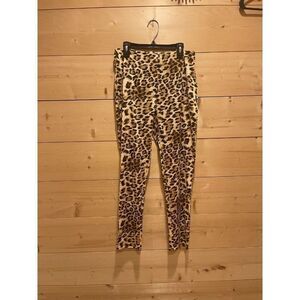 Princess Polly Leopard Print High Waist Cropped Cigarette Pants Sz 4